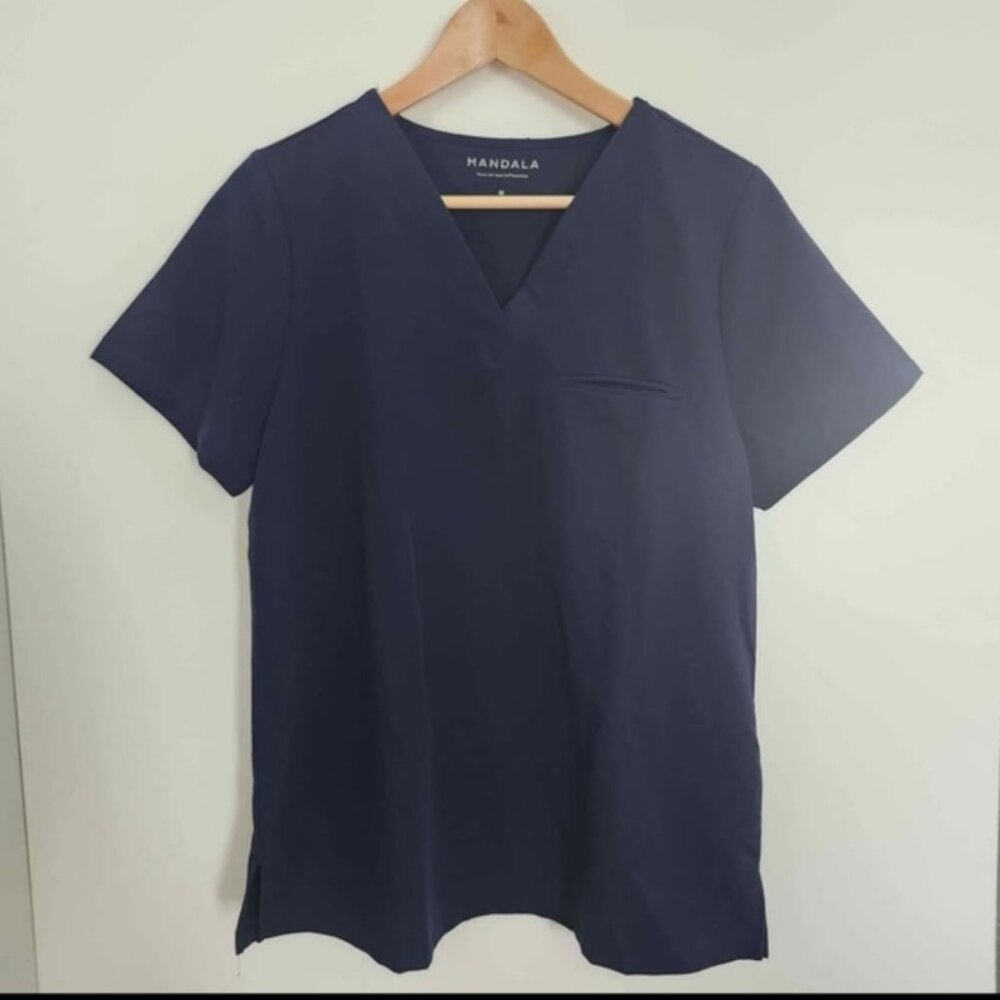 Mandala Women'S Navy Blue Scrub Set Uniform One Pocket Top Jogger Pant Medium